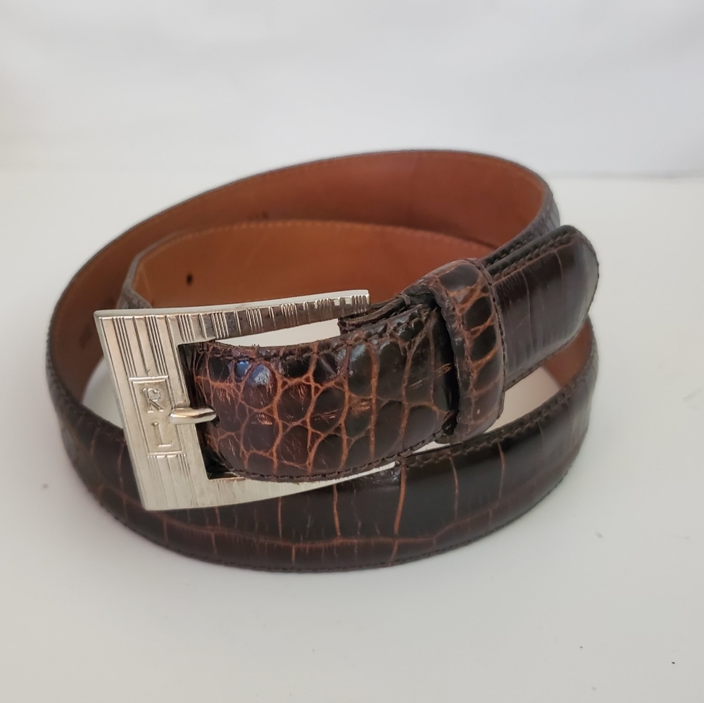 Ralph Lauren Embossed Croc. Leather Belt. Size: S. Excellent Condition!
